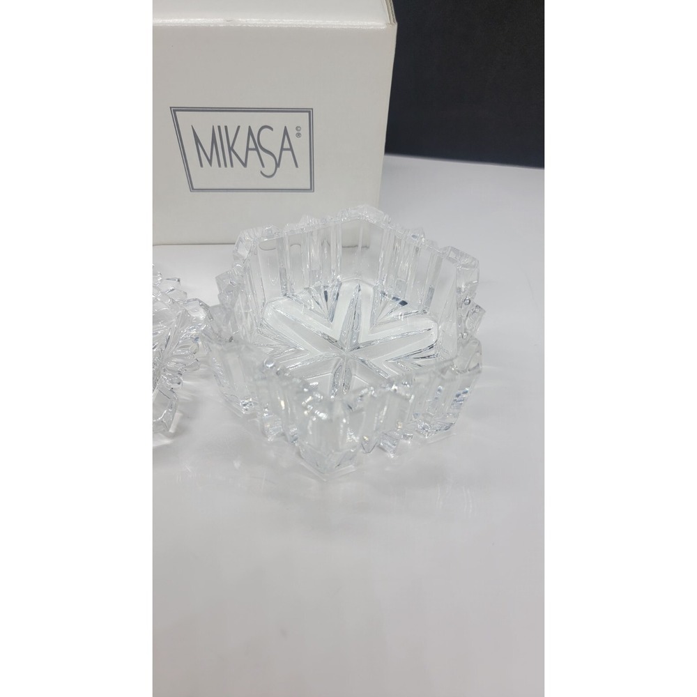 Crystal MIKASA NATURE'S SONG Snowflake Lidded Trinket Box - Made in Germany - Picture 8 of 10